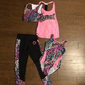 Justice Childrens Gymnastics Bundle Leotard, Leggings, Tank, and Sports Bra